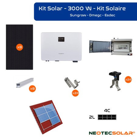 Neotecsolar - Kit 3000W Residencial - Configuración Paisaje