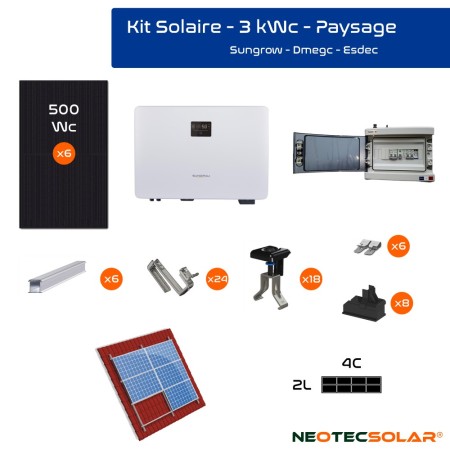 SUNGROW - Kit 3000W - Configuration Paysage